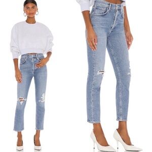 Women’s Agolde Riley High Rise Straight Crop in Whiplash